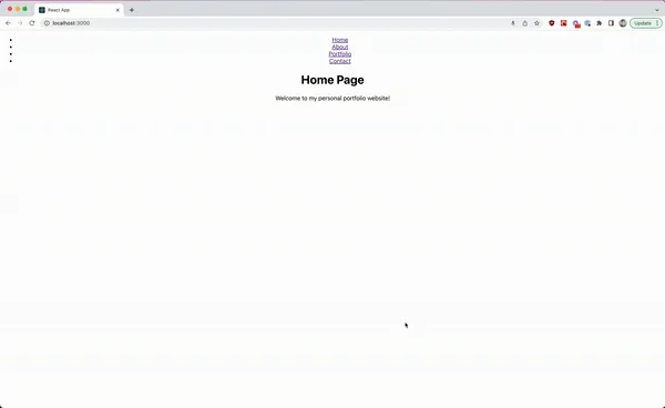 An unstyled, but properly routed webpage