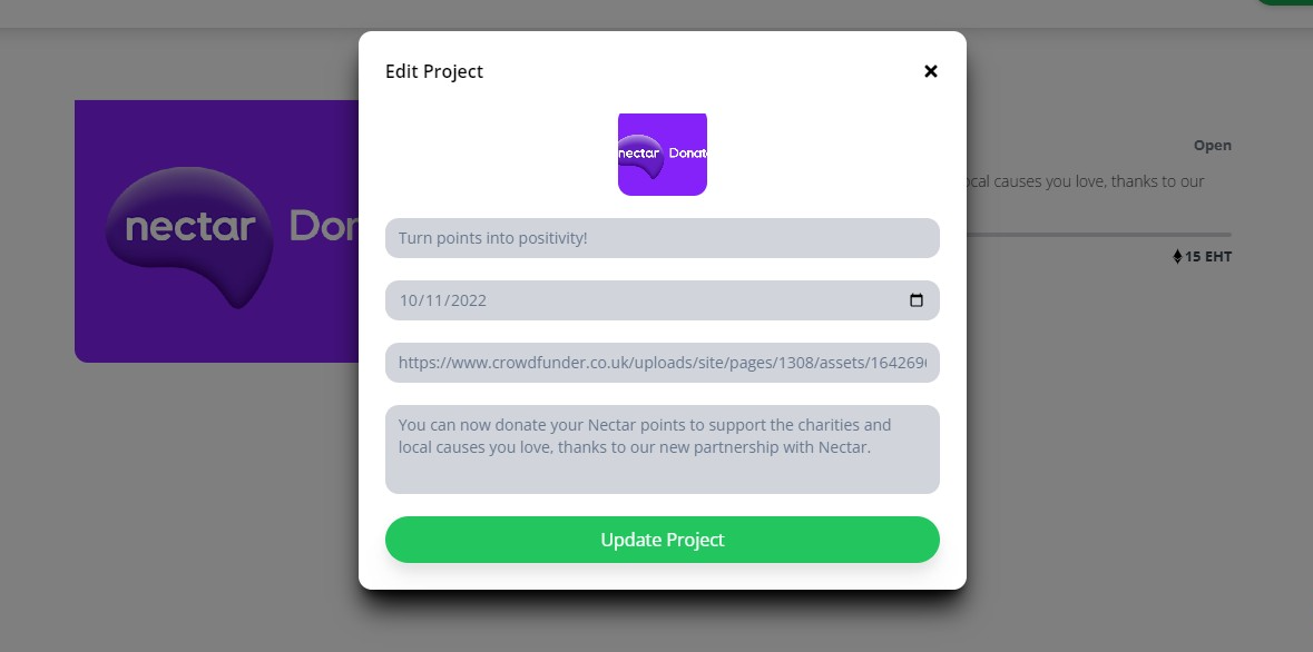 UpdateProject Component