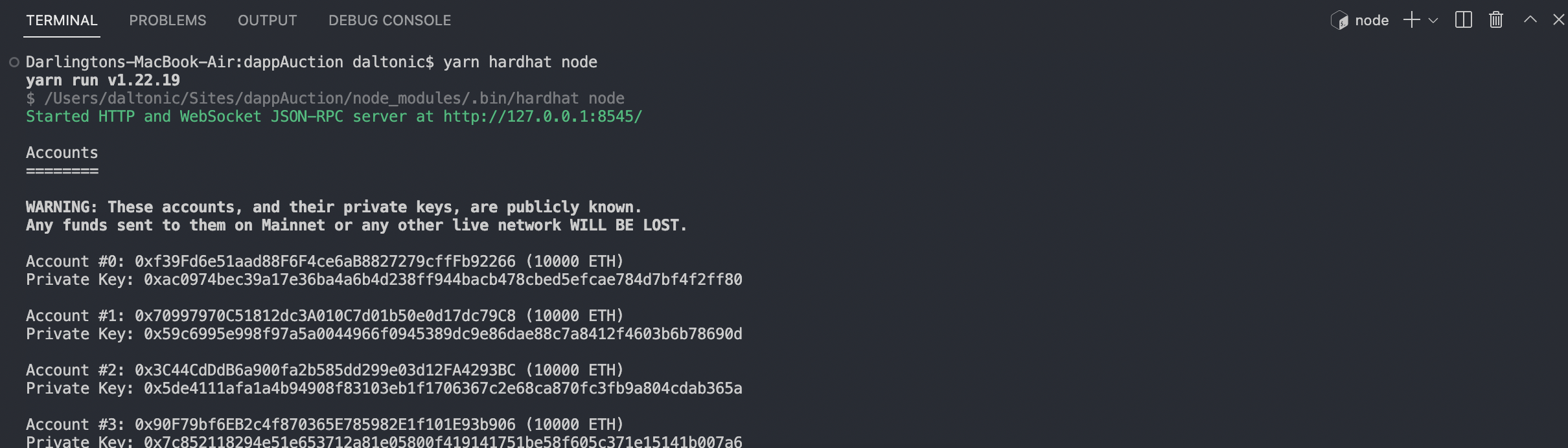 Hardhat Node Started