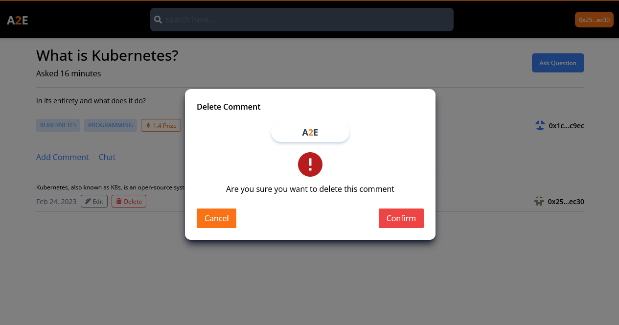 Comment Deletion Component