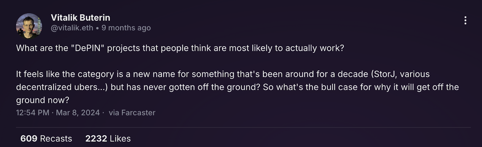  Vitalik Buterin on Farcaster