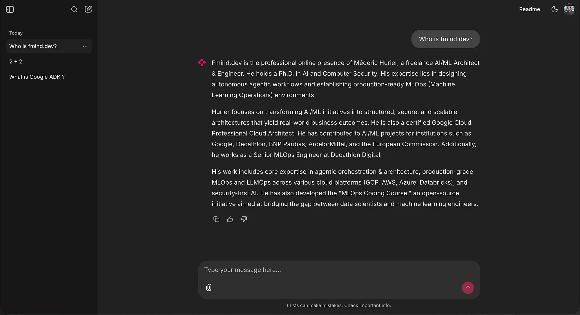Chat interface of Chaigent