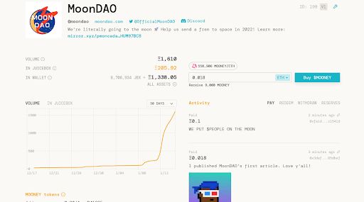 (I bought my first $MOONEY, MoonDAO's Governance Token)