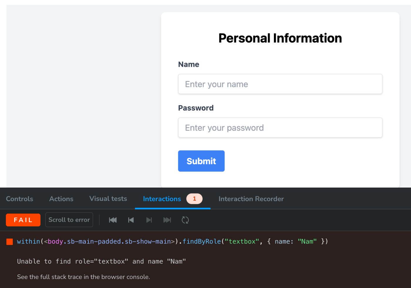 After Component tests - great DX & clear understanding of why test fails