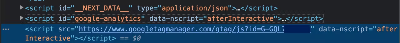 Screenshot of some HTML tags on a website