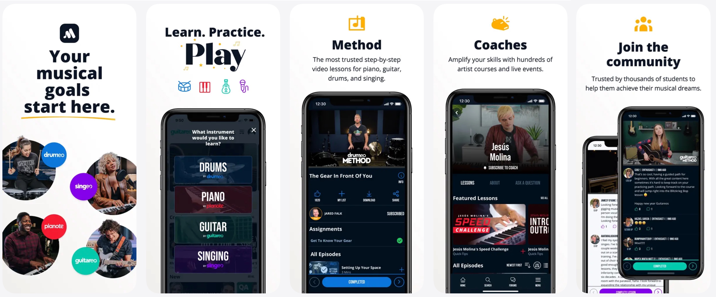 Pianote platform showing video-based piano lessons with real instructors