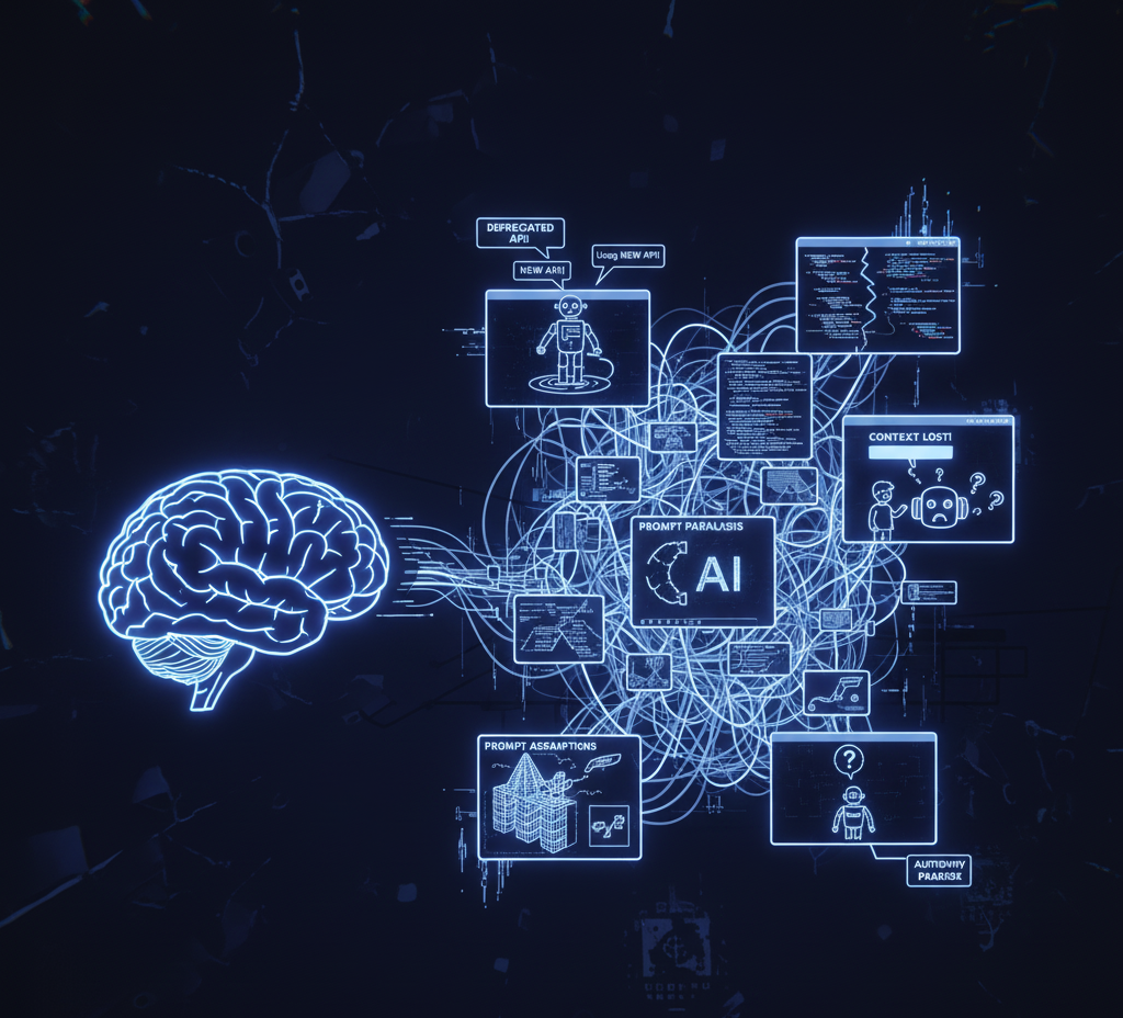 The AI's early struggles: grappling with prompt paralysis, context loss, and an endless loop of deprecated APIs. This chaos sparked the quest for quality