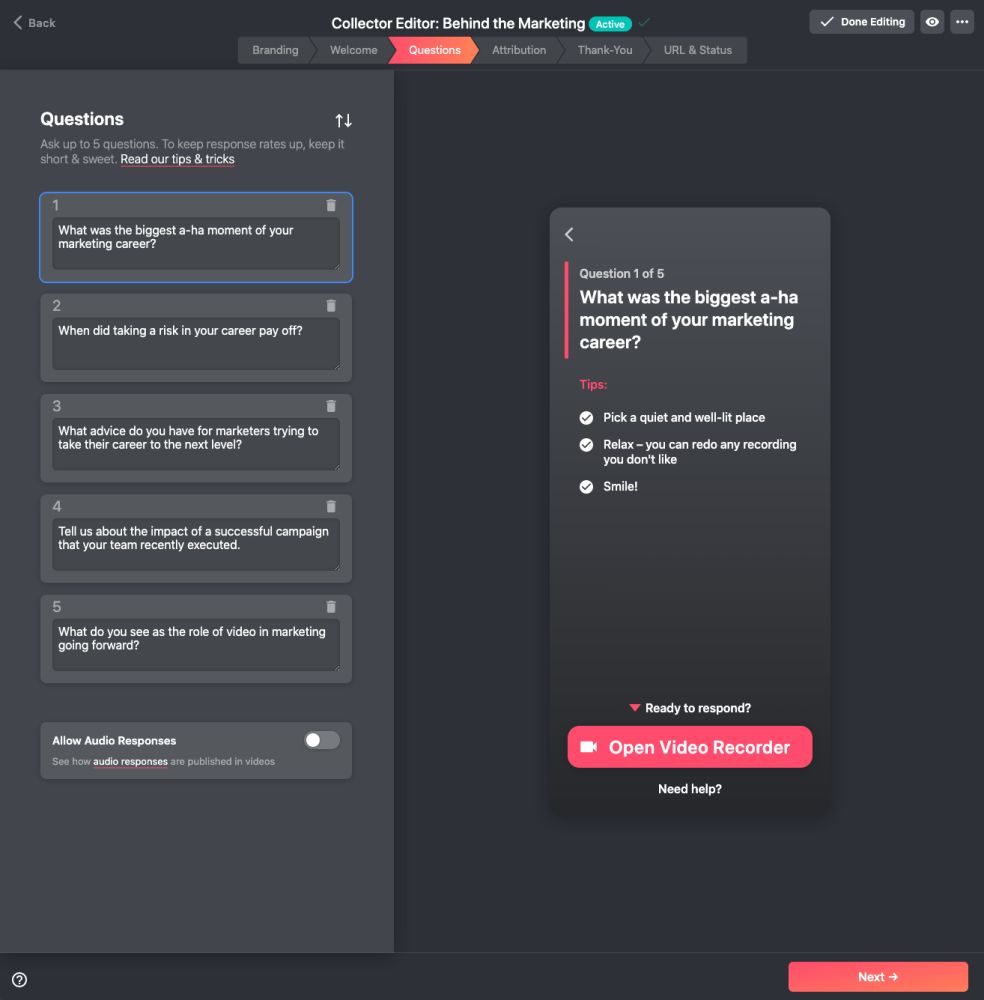 Vocal Video makes it easy to collect and edit customer videos