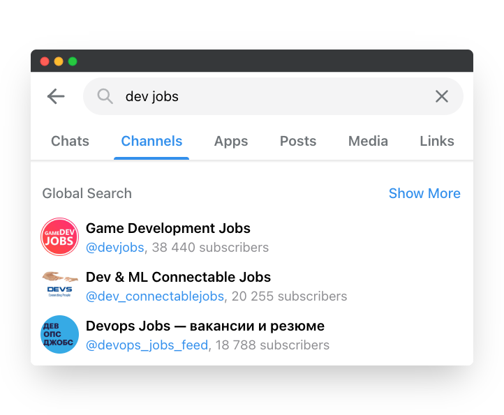 job groups at Telegram