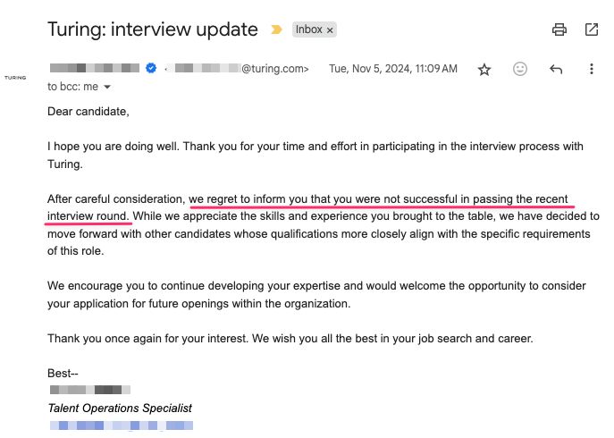 real screenshot from one my unsuccessful interviews from Turing.com