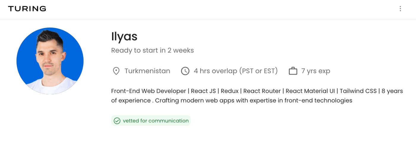 my profile at Turing.com