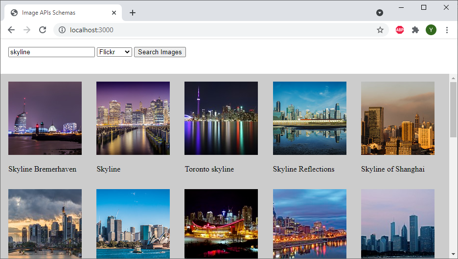 Search on Flickr and display results