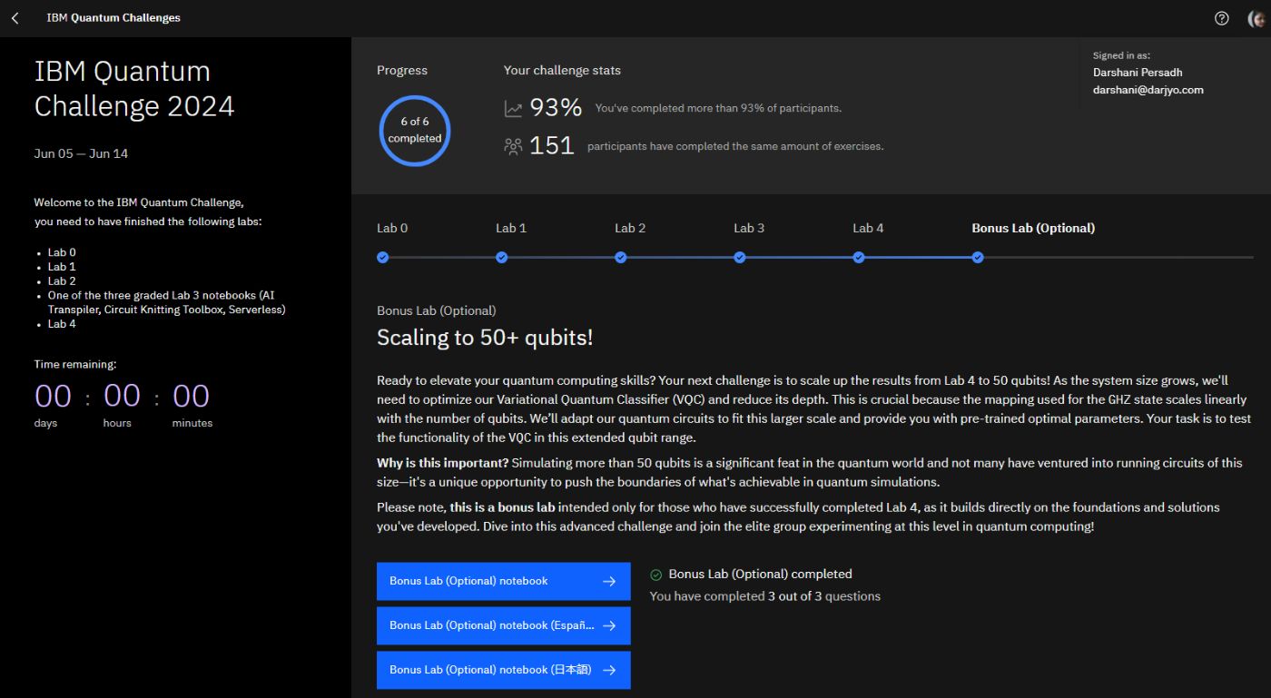 IBM Quantum Challenge 2024 - Darshani Persadh - scaling to 50+Qubits