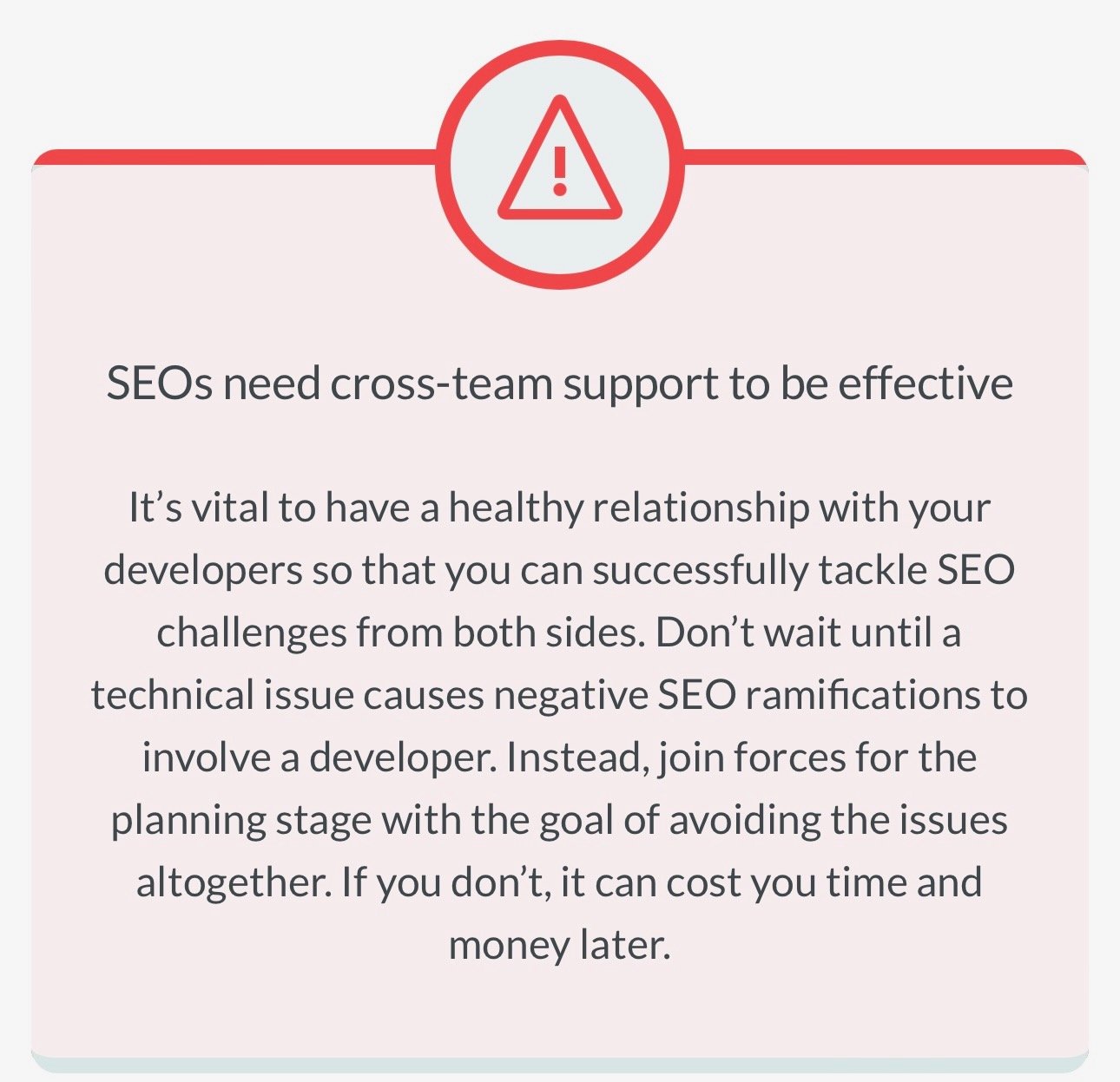 SEO needs cross team support to be effective