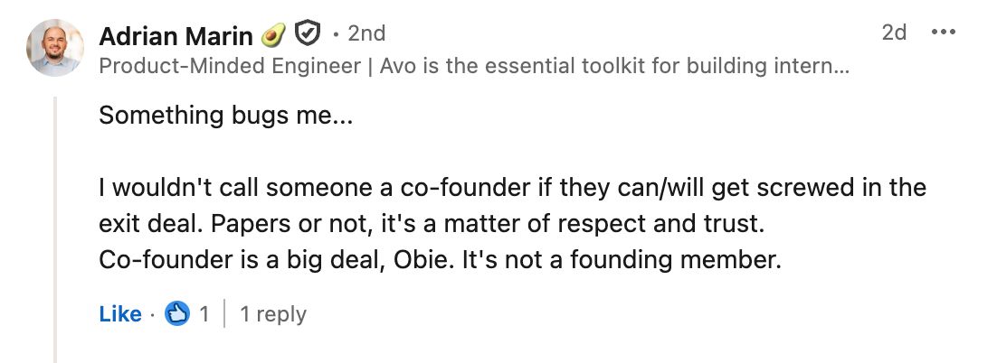 Some people agree with me: industry success is nothing if you treat people like this. Especially someone you lived and worked with side by side for two years.