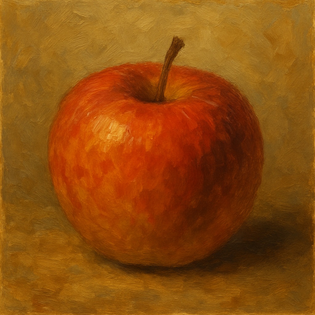 “Generate a digital painting of an apple in oil style”.