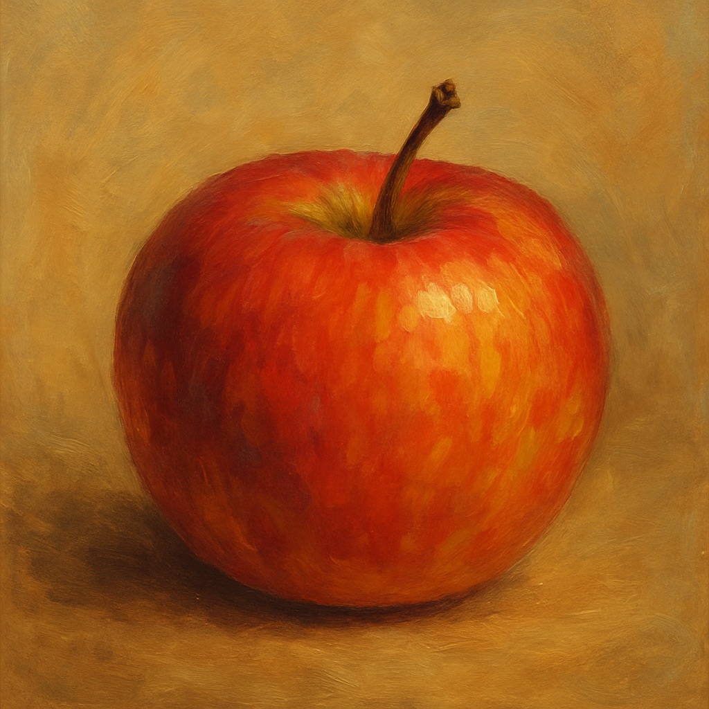  “Generate a digital painting of an apple”.