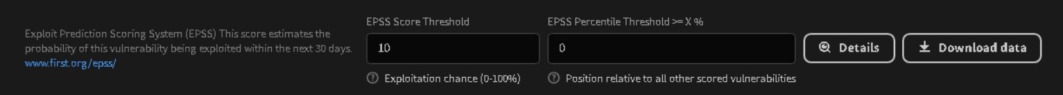 EPSS filtering form