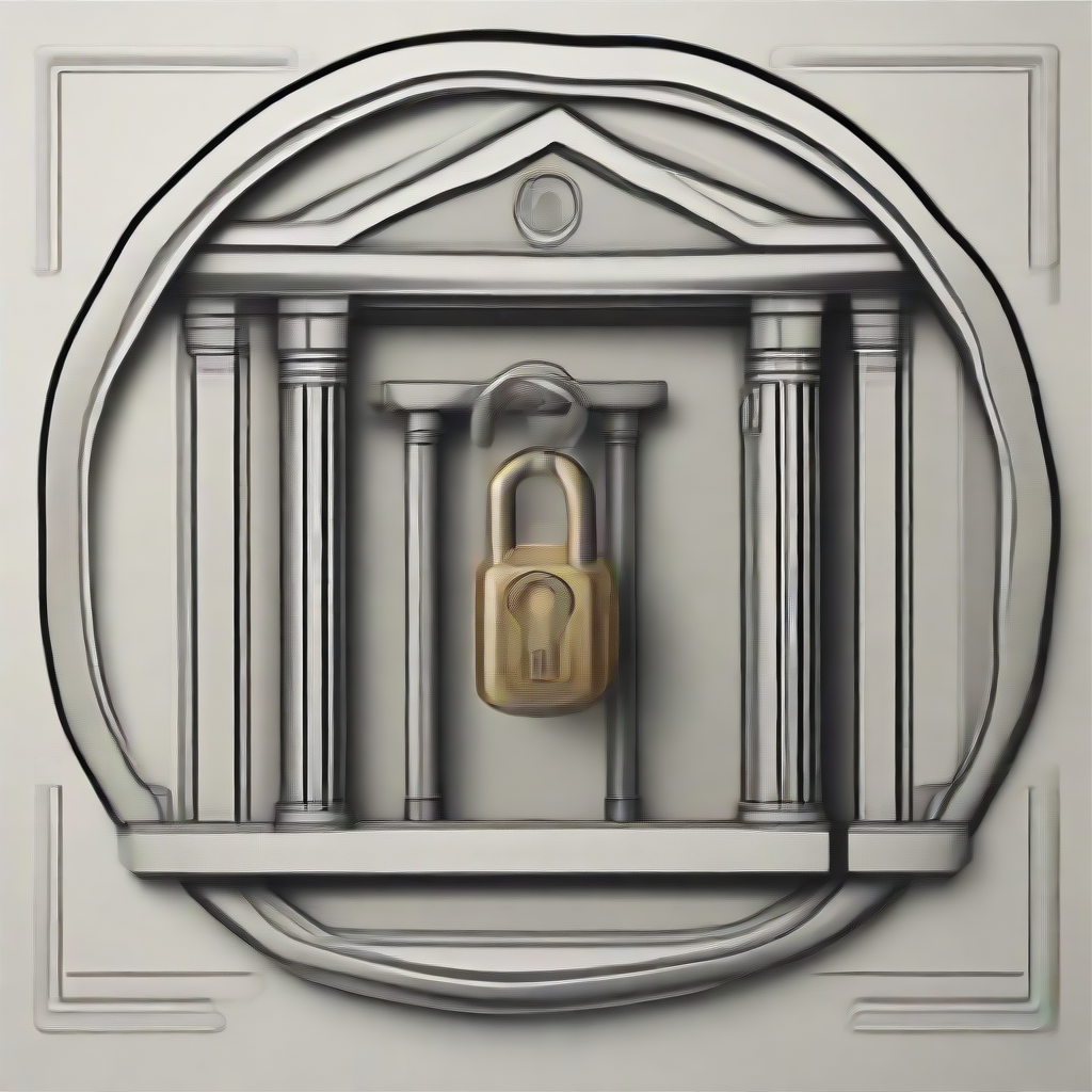 A bank icon with a lock on it