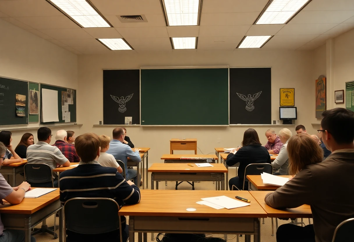 a big clip in the middle of a classroom