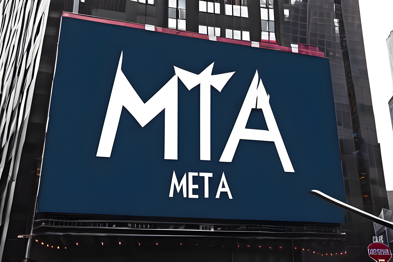 A billboard in new york displaying the meta logo