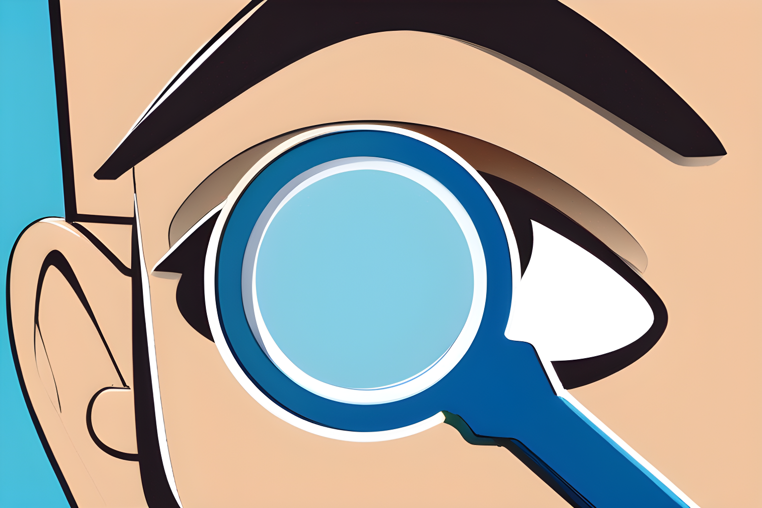 a blue magnifying glass