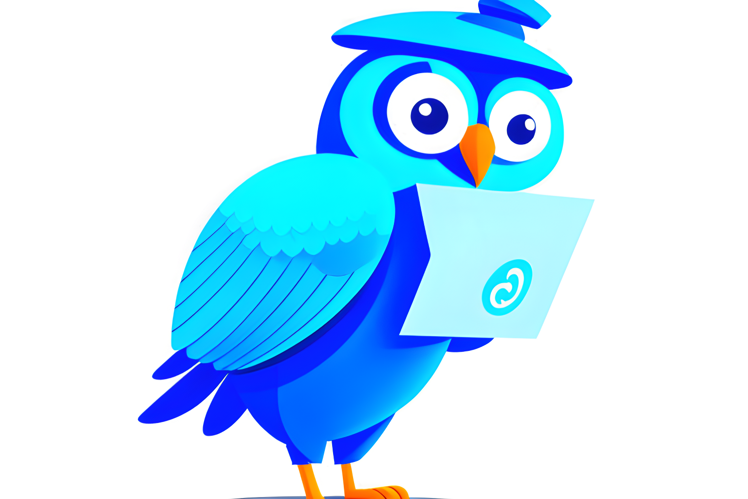 a blue owl delivering a letter