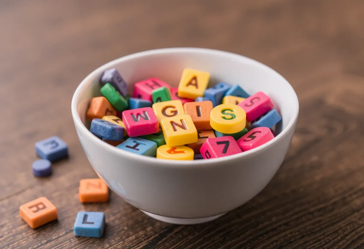 a bowl full of letters