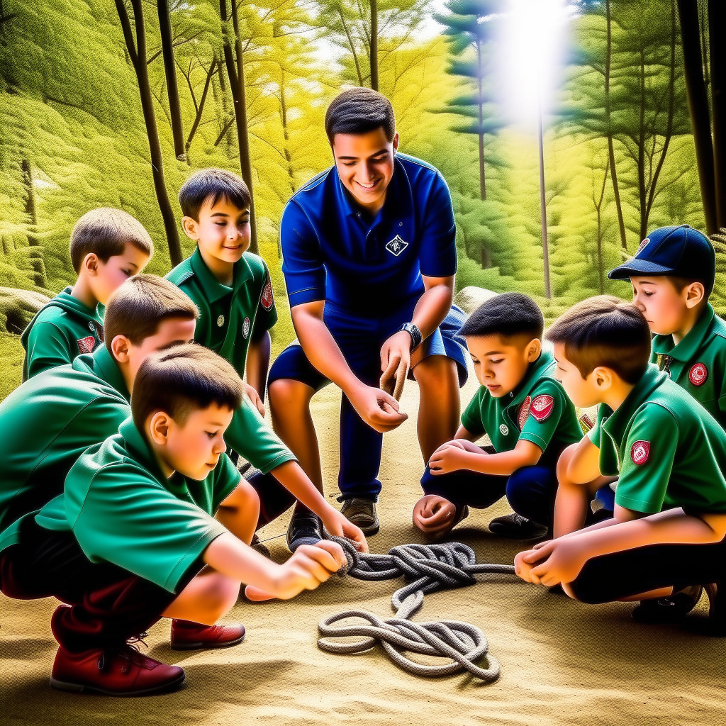 a boy scout guide teaching kids how to untie a knot