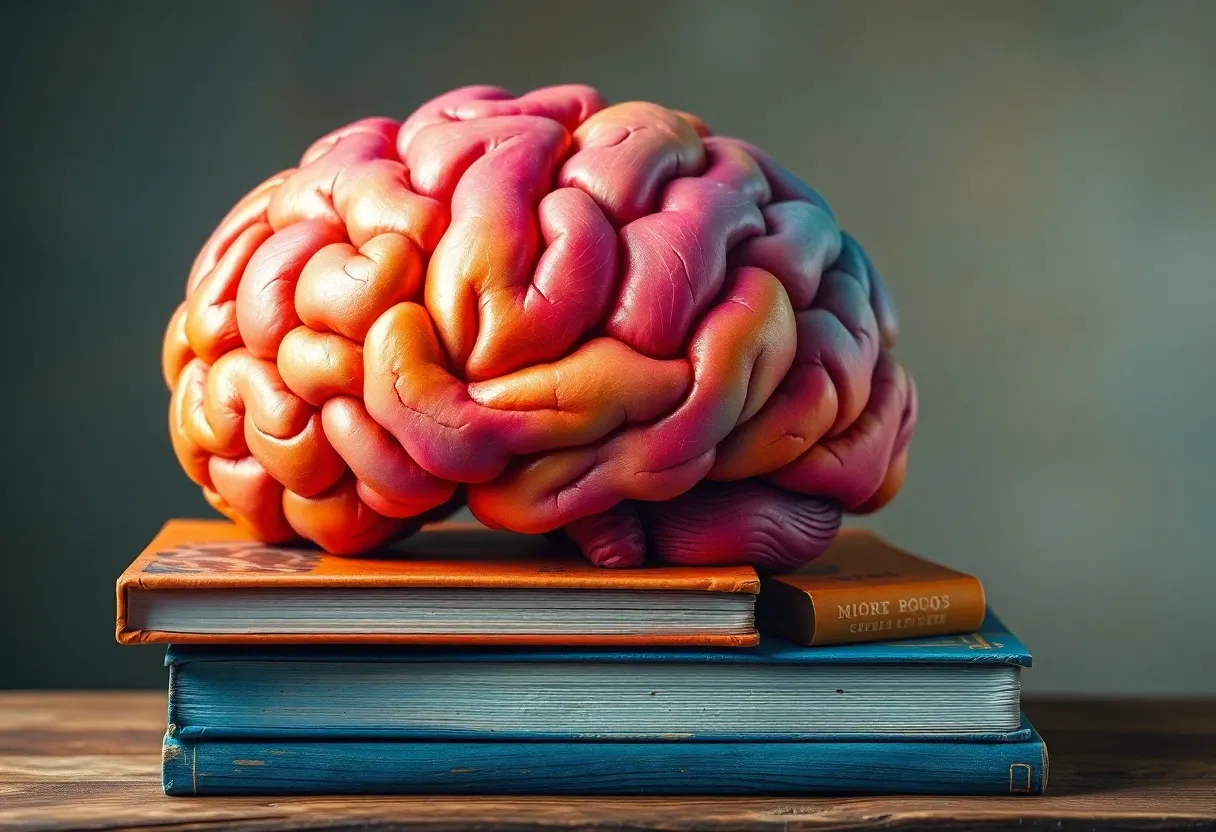 a brain and books abstract