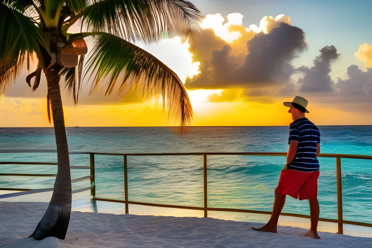 A caucasian tourist in the bahamas