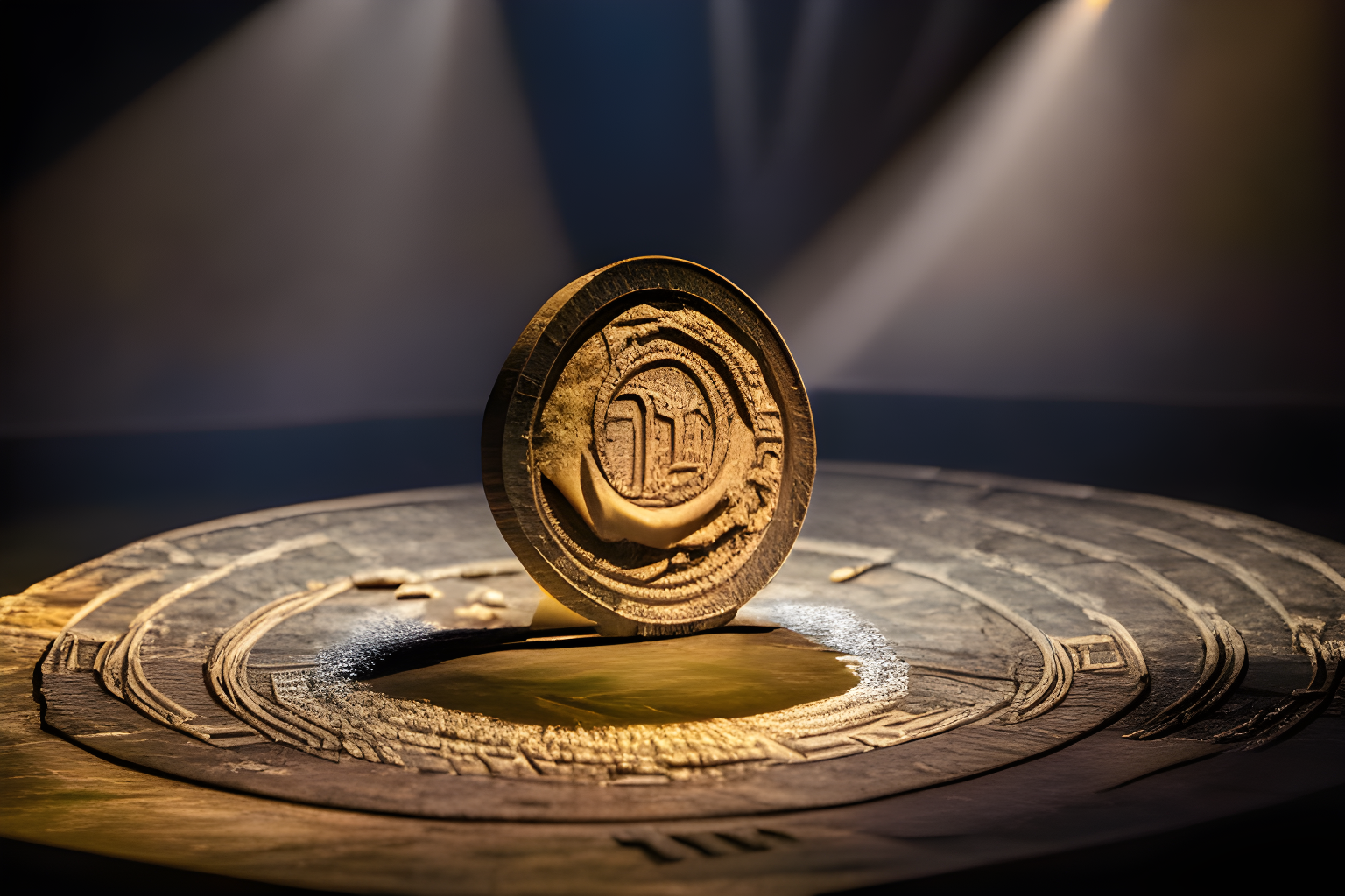 a coin revealed on stage
