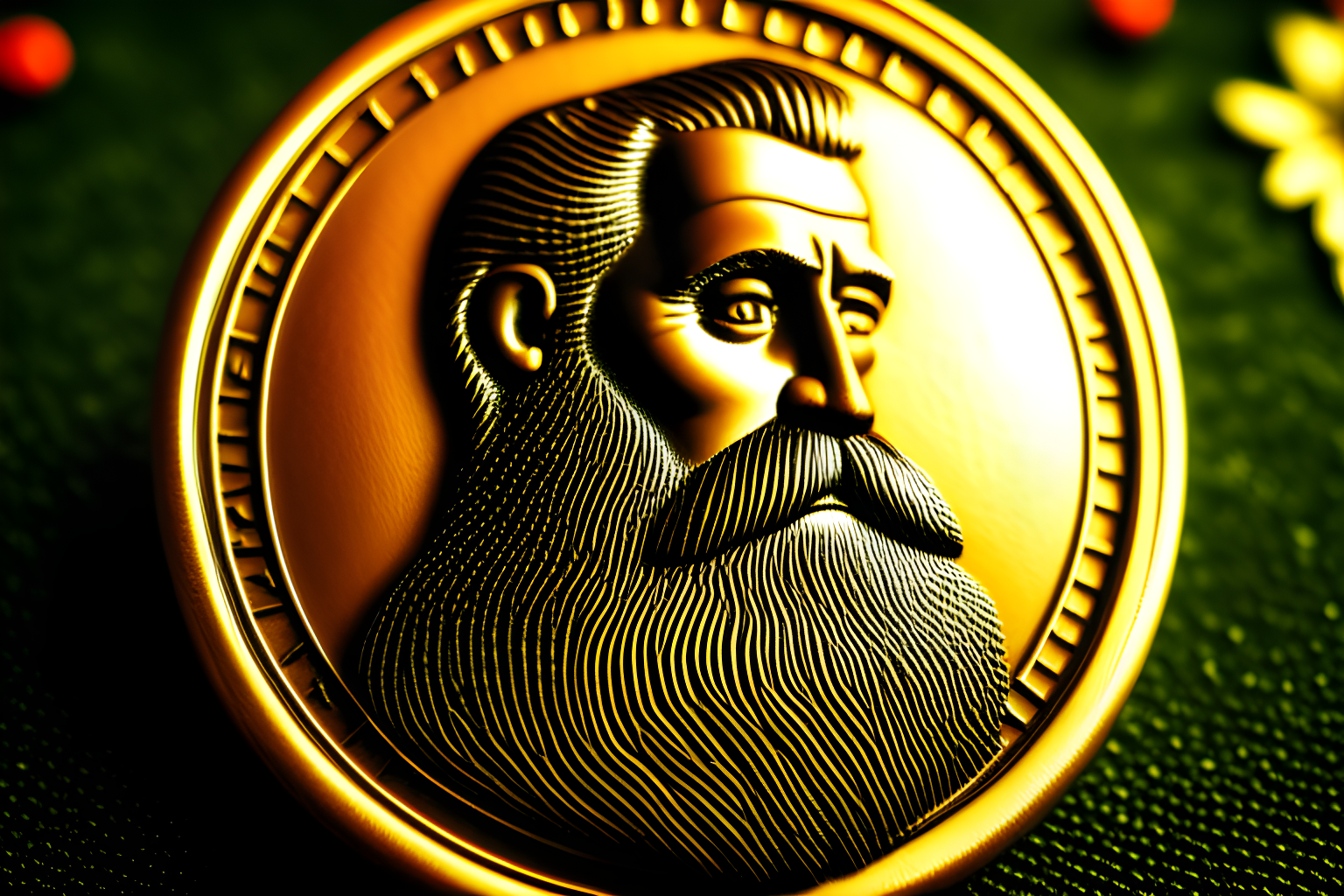 a coin with a beard