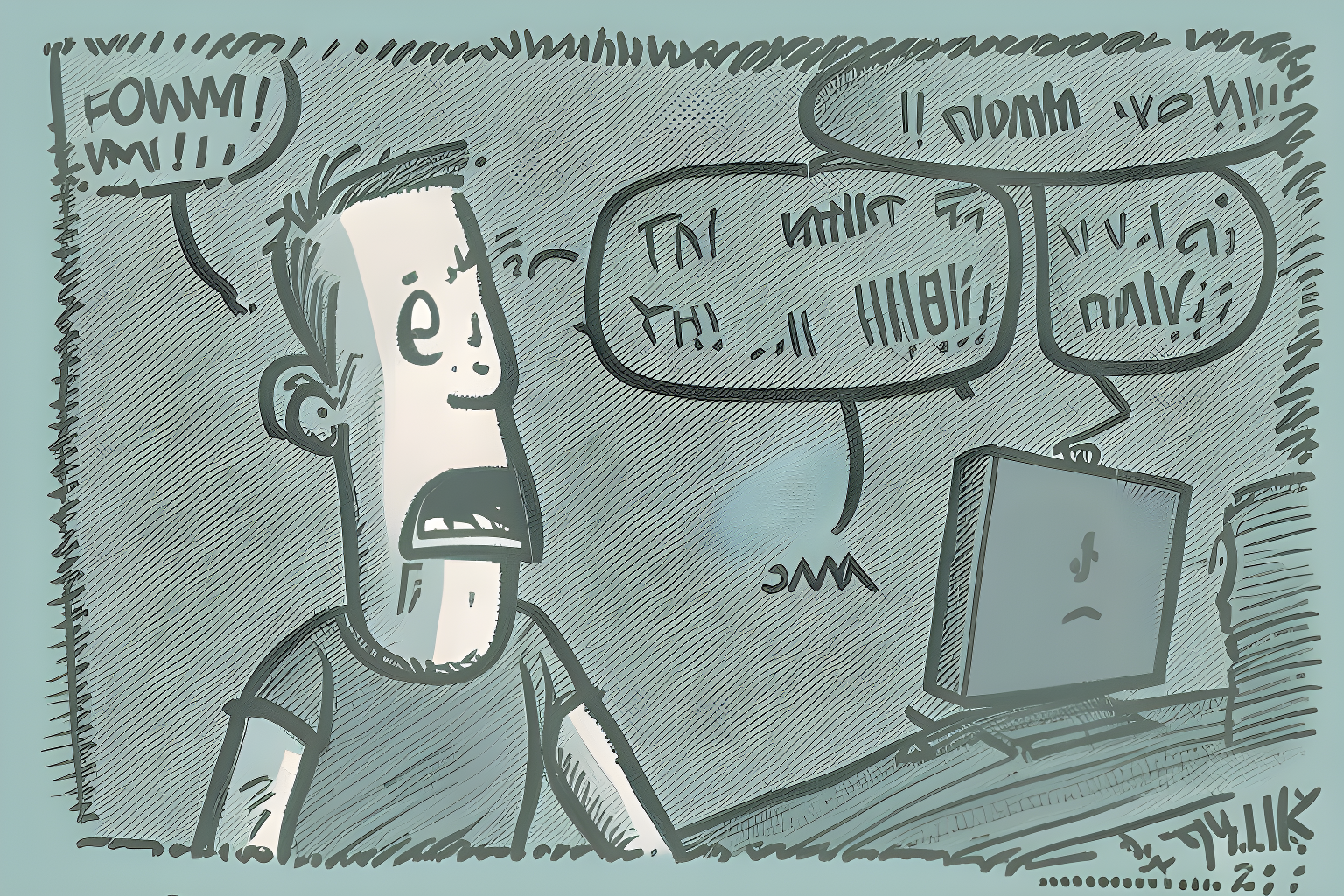 a comic like image of a human commenting on a website