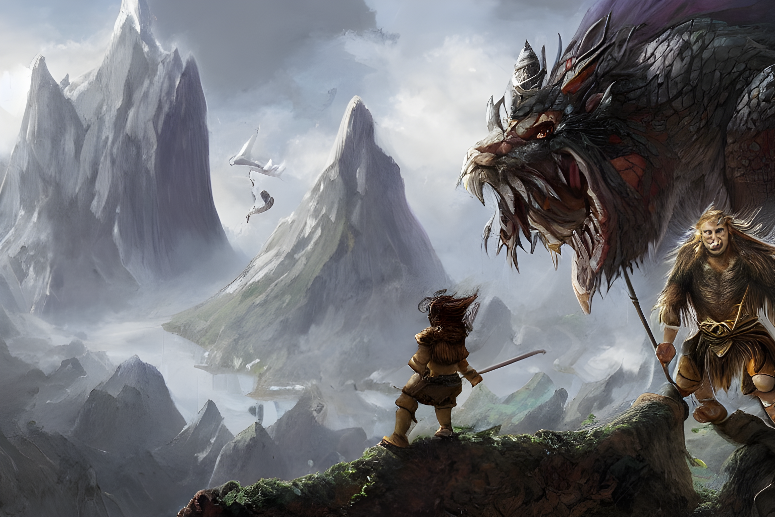 a fantasy world that includes adventurers, dwarves, dragons, but also other mythical creatures