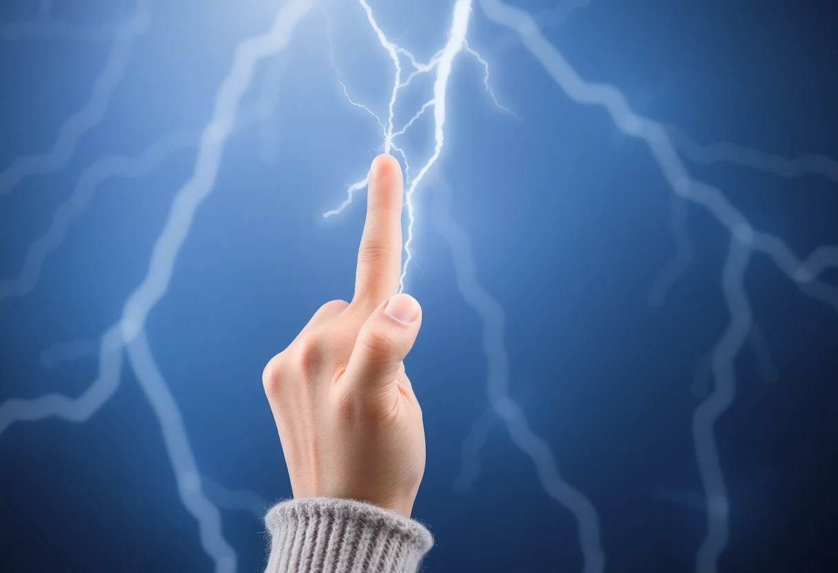 a female finger throwing a lightning bolt