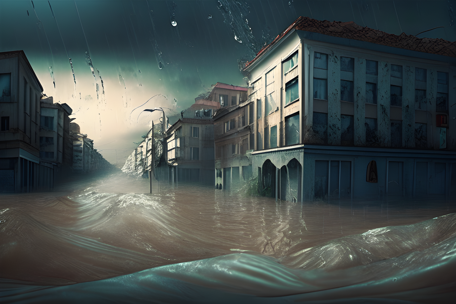 a flood destroying a city