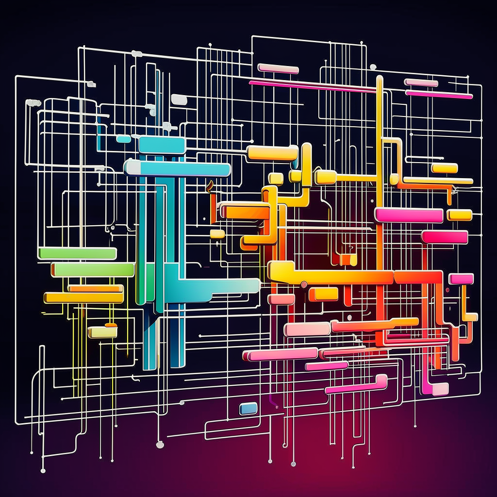 a flow chart showing different colored lines