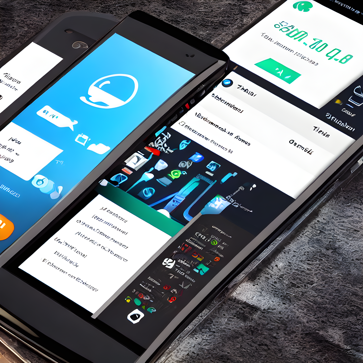 a futuristic mobile app on a smartphone