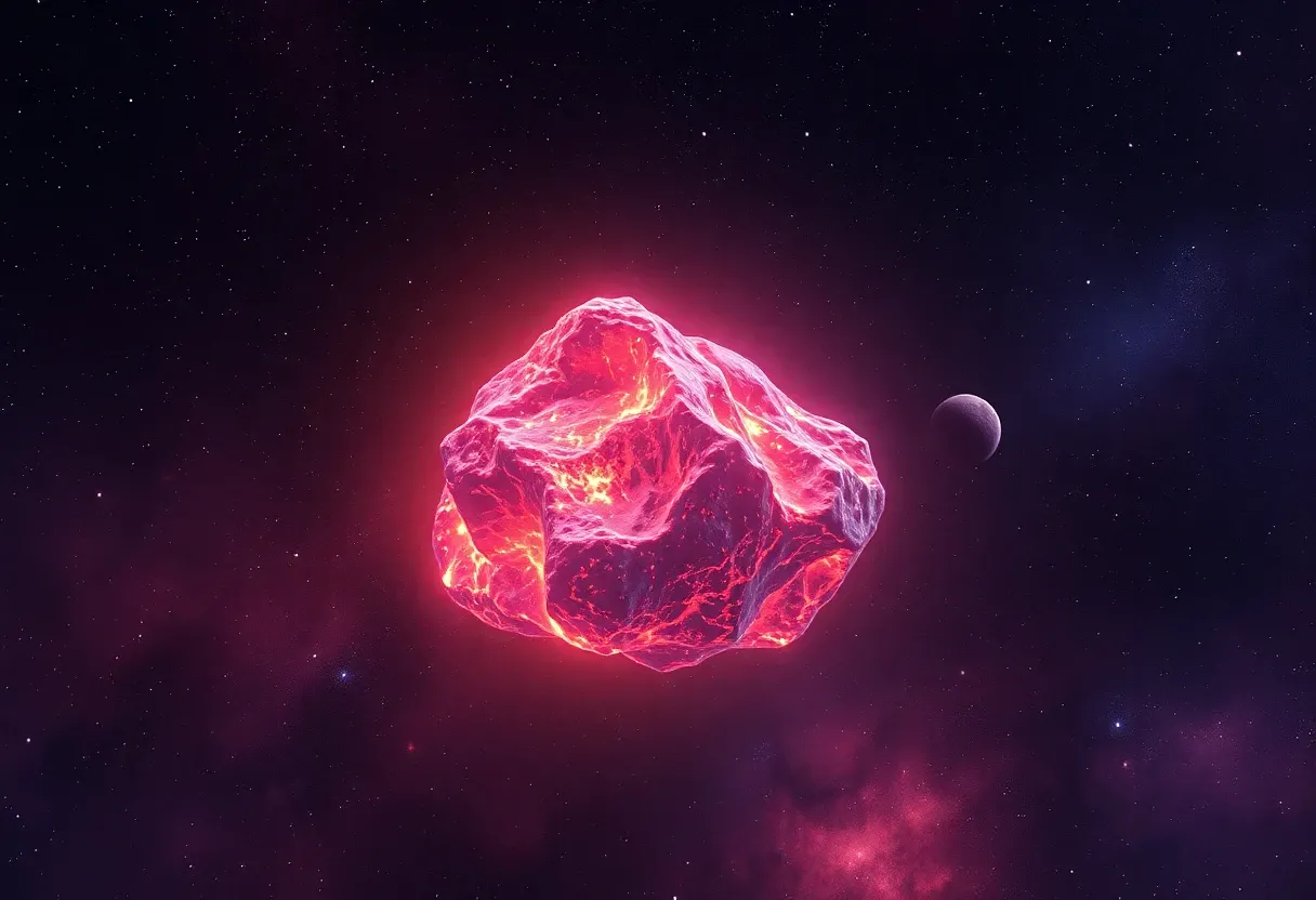 a glowing rock in outer space abstract