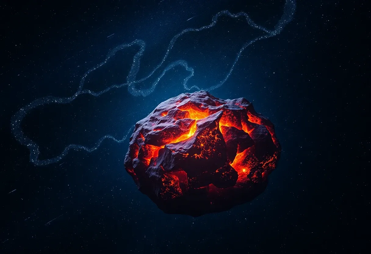 a glowing rock in outer space