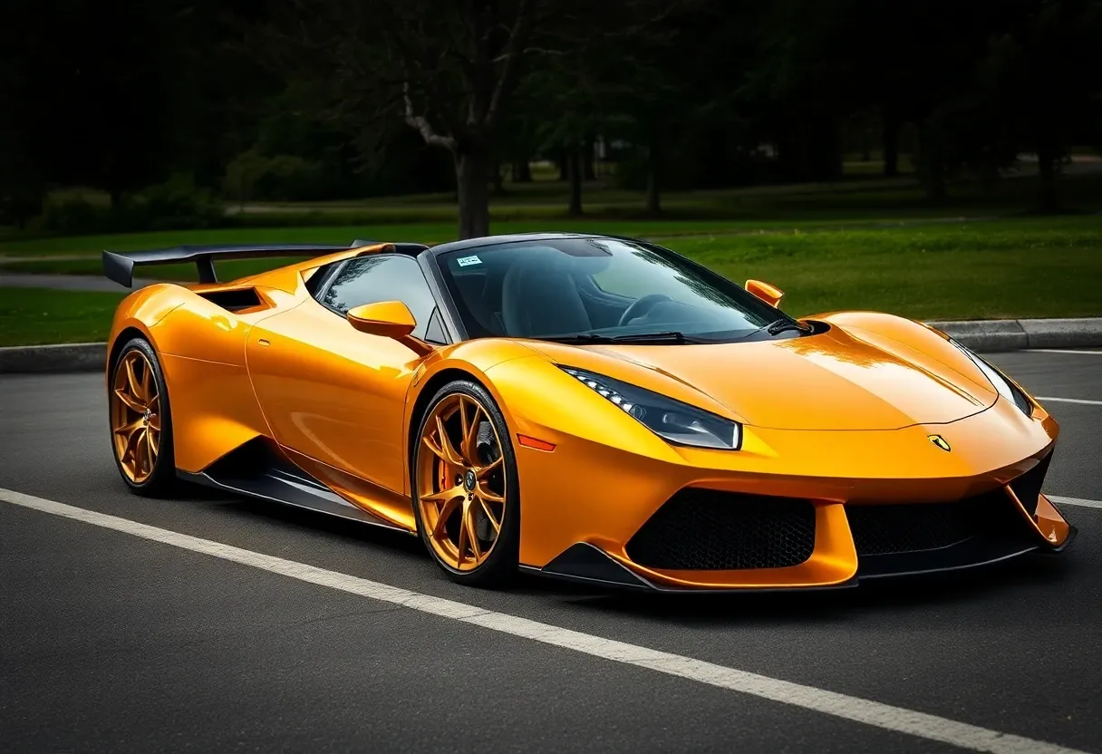 a gold sportscar