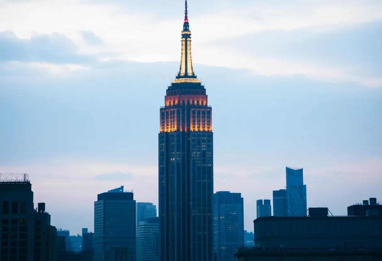 a golden empire state building