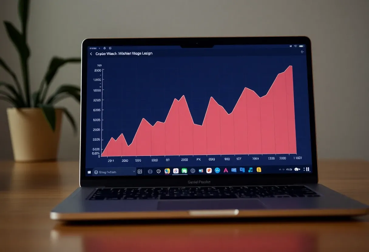 a graph on a laptop screen