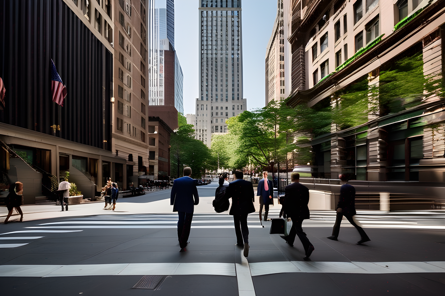 a group of lawyers walking towards a building in new york