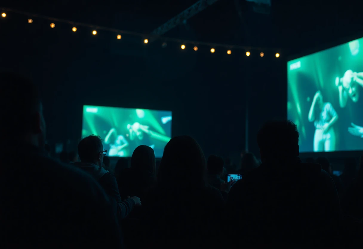 a group of people watching a movie together