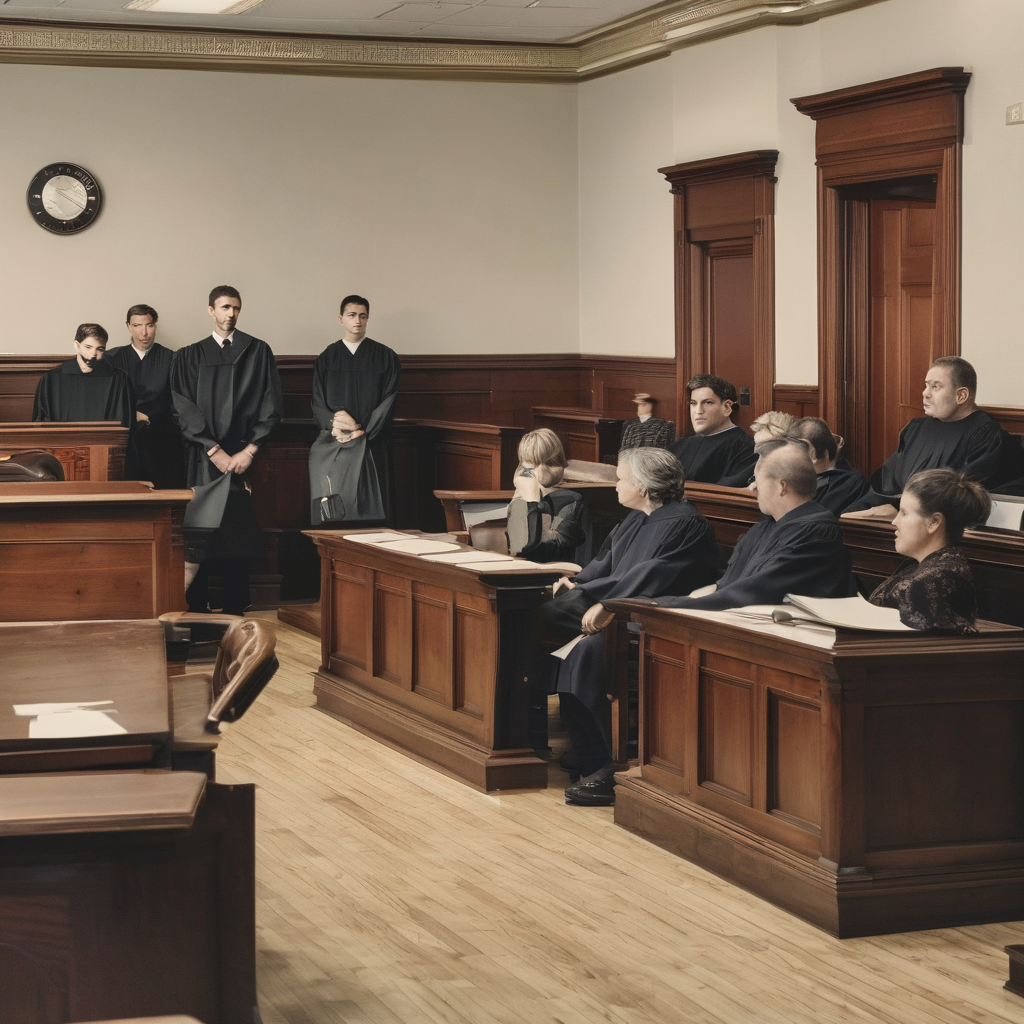 a group of victims in court