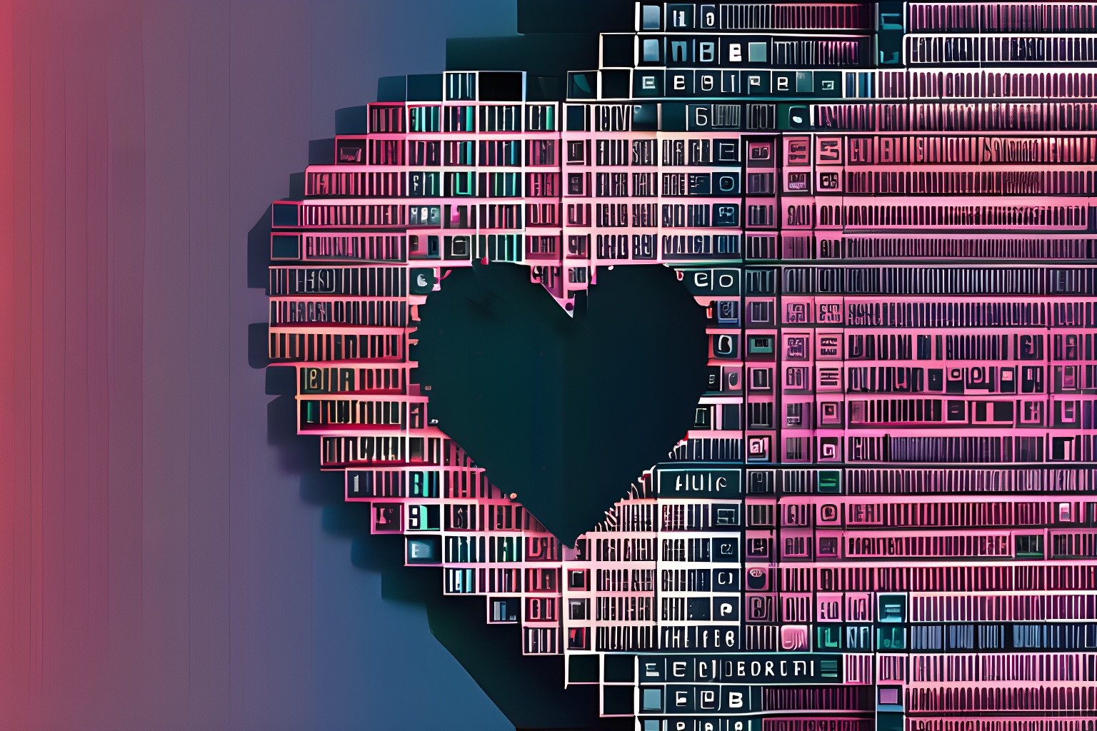 a heart made of coding