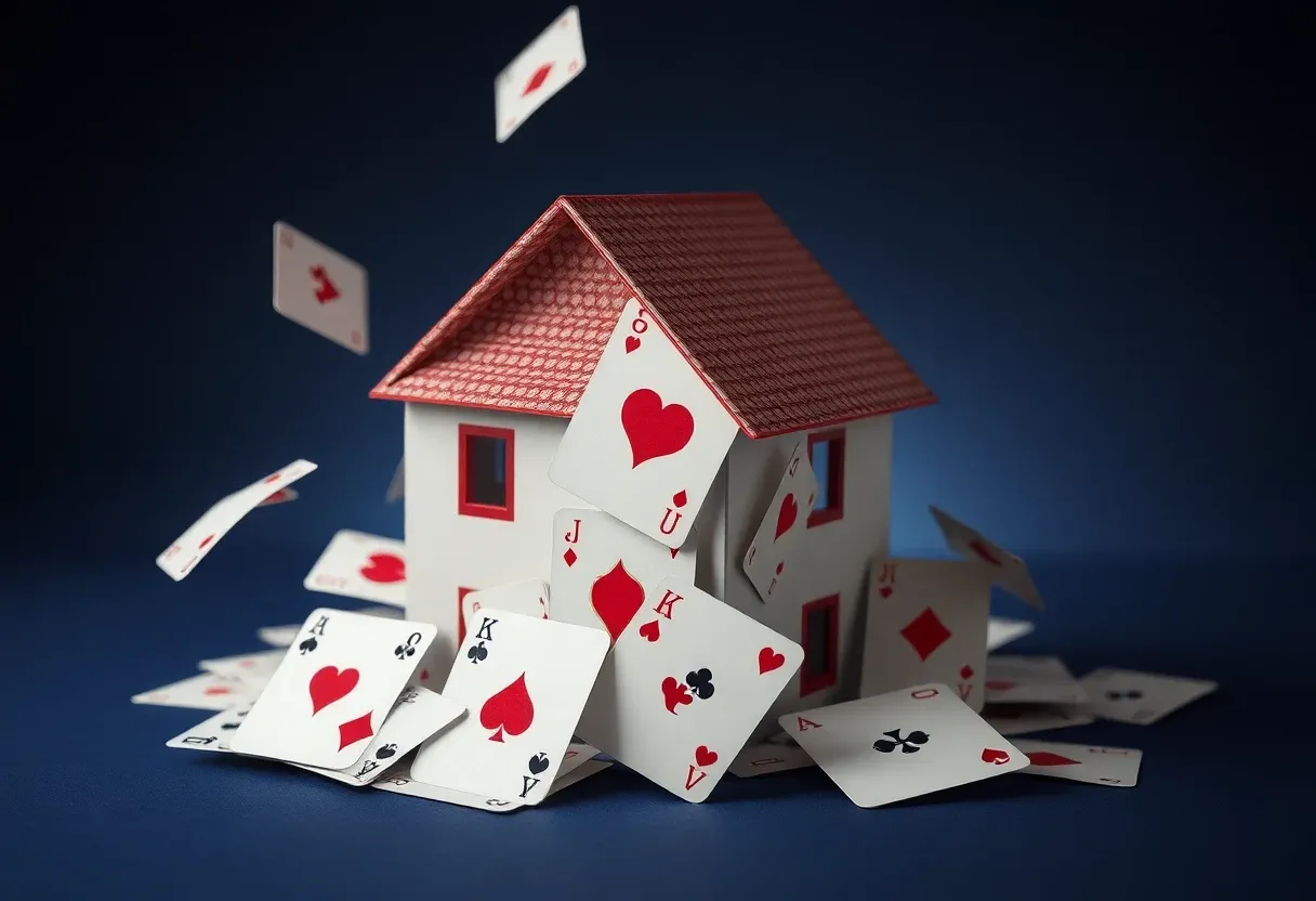 a house of cards falling down