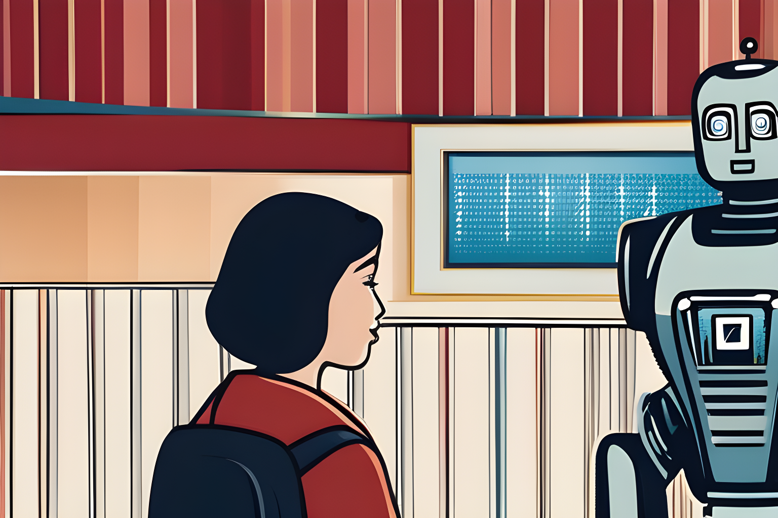 a human conversing with a robot
